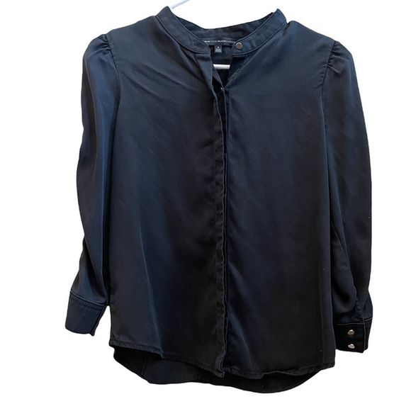 WHITE HOUSE BLACK MARKET Ruched Sleeve Denim Shirt Size Small - Picture 6 of 11